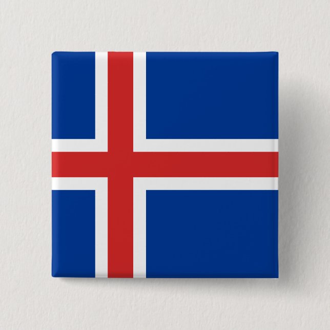 The Flag of Iceland 2 Inch Square Button (Front)