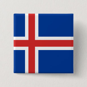 The Flag of Iceland 2 Inch Square Button
