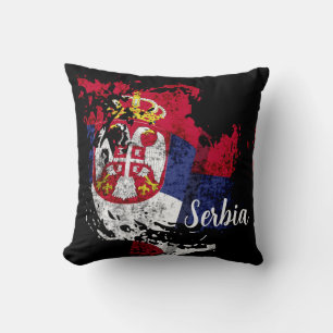 the flag of Serbia Throw Pillow