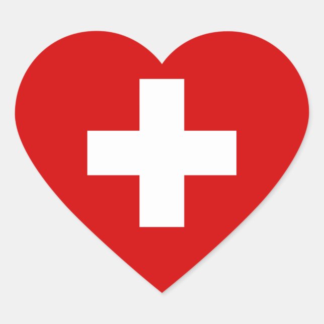 The Flag of Switzerland Heart Sticker (Front)