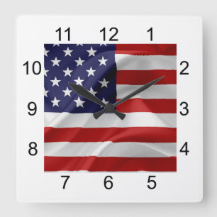 The Flag of the United States of America Square Wall Clock