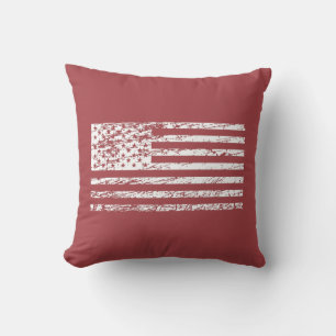 The Flag of the USA with Rusty Effect I Throw Pillow
