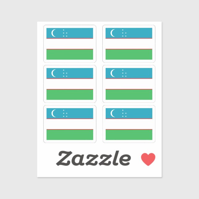 The flag of Uzbekistan Collection pack of 6 (Sheet)