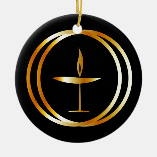 The Flaming Chalice Ceramic Ornament (Front)