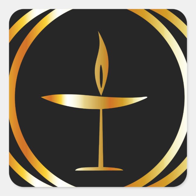 The Flaming Chalice Square Sticker (Front)