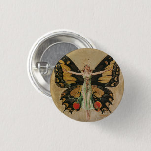 The Flapper - Butterfly Girl 1 Inch Round Button
