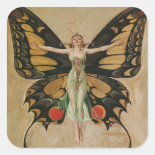 The Flapper - Butterfly Girl   Square Sticker