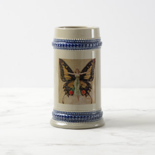 The Flapper Girl's Metamorphosis to Butterfly 1922 Beer Stein