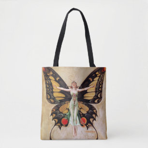 The Flapper Girl's Metamorphosis to Butterfly 1922 Tote Bag