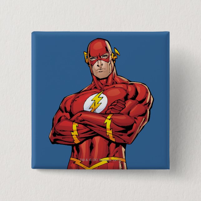 The Flash Arms Crossed 2 Inch Square Button (Front)