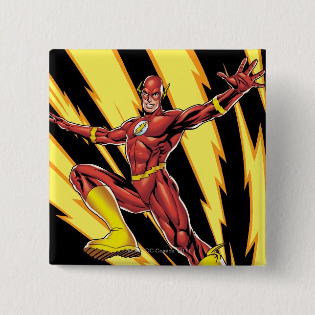 The Flash Lightning Bolts 2 Inch Square Button (Front)