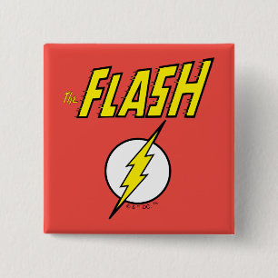 The Flash Name & Lightning Bolt Logo 2 Inch Square Button