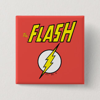 The Flash Name & Lightning Bolt Logo 2 Inch Square Button