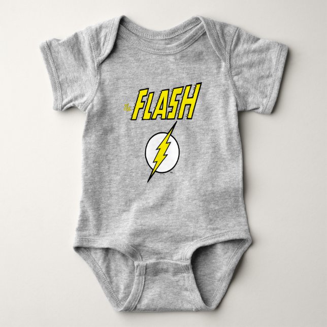 The Flash Name & Lightning Bolt Logo Baby Bodysuit (Front)