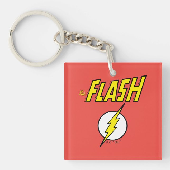 The Flash Name & Lightning Bolt Logo Keychain (Front)