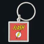 The Flash Name & Lightning Bolt Logo Keychain<br><div class="desc">Check out this iconic logo for The Flash,  featuring his name in telescopic speed style over the bright yellow lightning bolt in circle icon!</div>