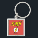 The Flash Name & Lightning Bolt Logo Keychain<br><div class="desc">Check out this iconic logo for The Flash,  featuring his name in telescopic speed style over the bright yellow lightning bolt in circle icon!</div>
