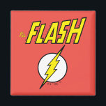The Flash Name & Lightning Bolt Logo Magnet<br><div class="desc">Check out this iconic logo for The Flash, featuring his name in telescopic speed style over the bright yellow lightning bolt in circle icon!</div>