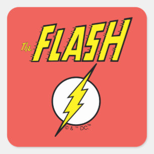 The Flash Name & Lightning Bolt Logo Square Sticker