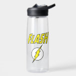 The Flash Name & Lightning Bolt Logo Water Bottle<br><div class="desc">Check out this iconic logo for The Flash,  featuring his name in telescopic speed style over the bright yellow lightning bolt in circle icon!</div>