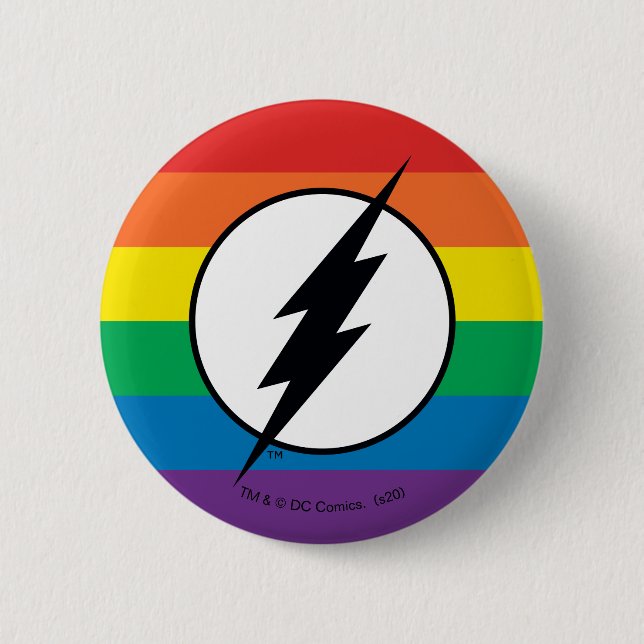 The Flash Rainbow Logo 2 Inch Round Button (Front)