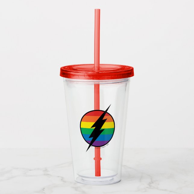 The Flash Rainbow Logo Acrylic Tumbler (Front)