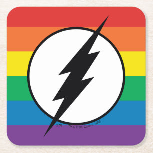 The Flash Rainbow Logo Square Paper Coaster