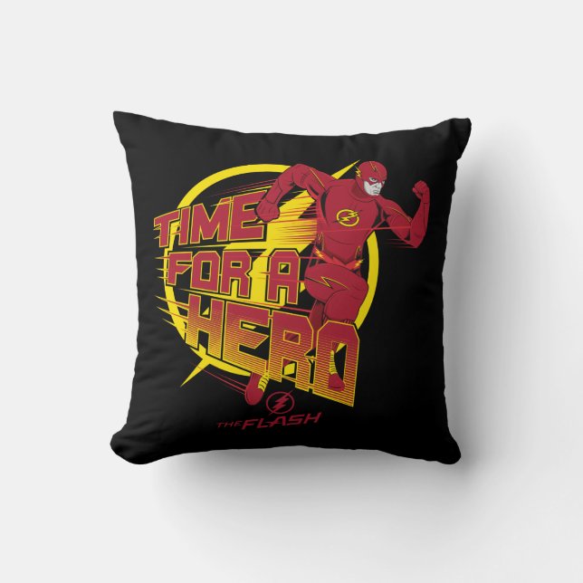 The Flash | "Time For A Hero" Graphic Throw Pillow (Front)