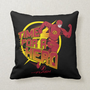 The Flash   "Time For A Hero" Graphic Throw Pillow
