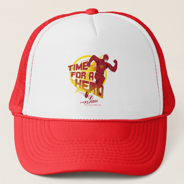 The Flash | "Time For A Hero" Graphic Trucker Hat (Front)