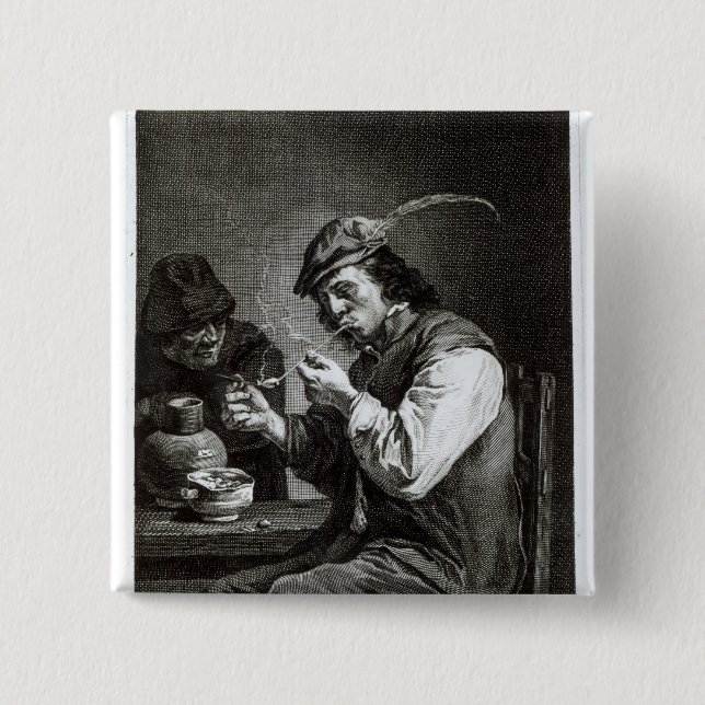 The Flemish Smoker 2 Inch Square Button (Front)