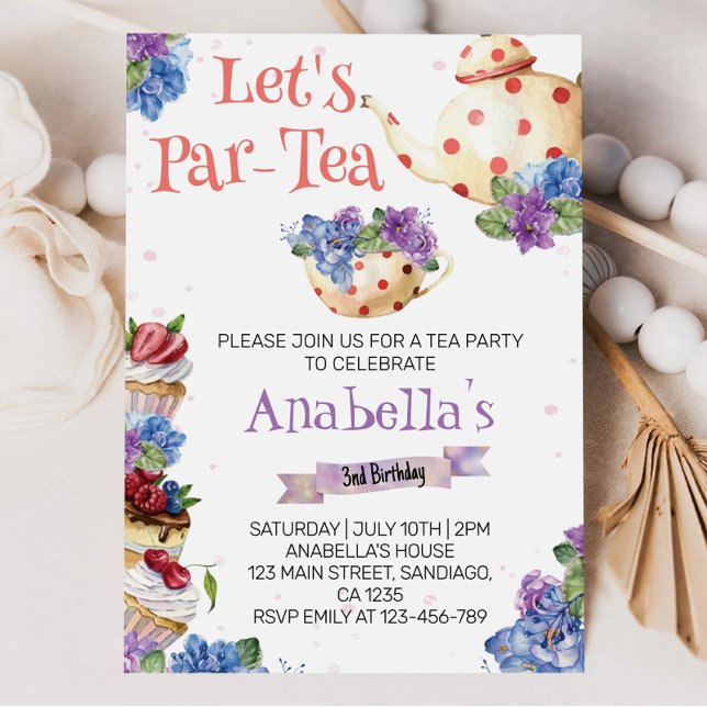 Thé Fleur Anniversaire Fête Invitation (Créateur téléchargé)