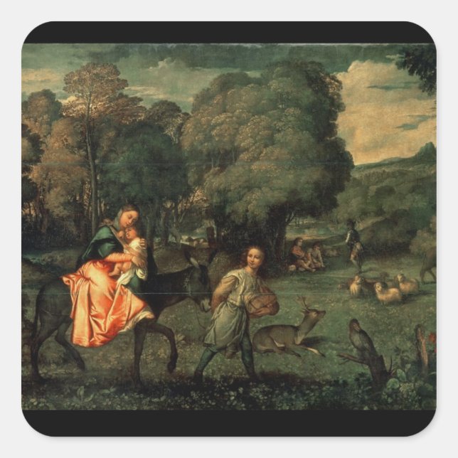 The Flight into Egypt, 1500s Square Sticker (Front)