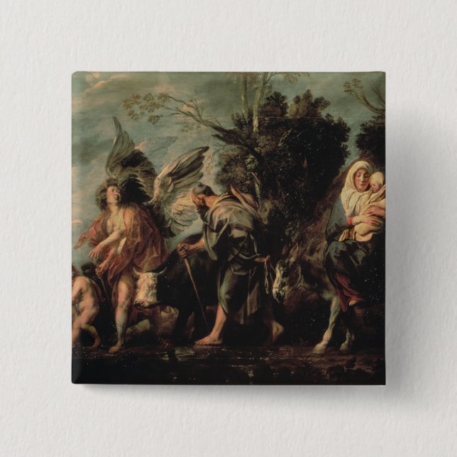 The Flight into Egypt, 17th century 2 Inch Square Button (Front)