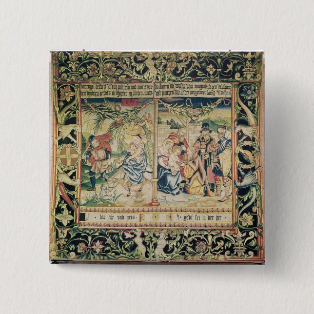 The Flight into Egypt and the Adoration of 2 Inch Square Button (Front)