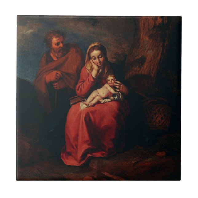 The Flight into Egypt by Abraham Bloemaert  Tile (Front)