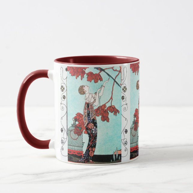 THE FLIGHTY BIRD ,BEAUTY FASHION/ Geometric Swirls Mug (Left)