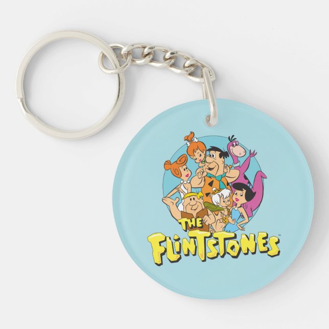 The Flintstones and Rubbles Family Graphic Keychain (Front)