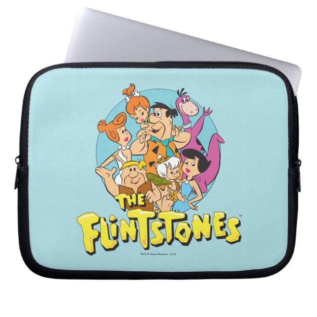 The Flintstones and Rubbles Family Graphic Laptop Sleeve (Front)