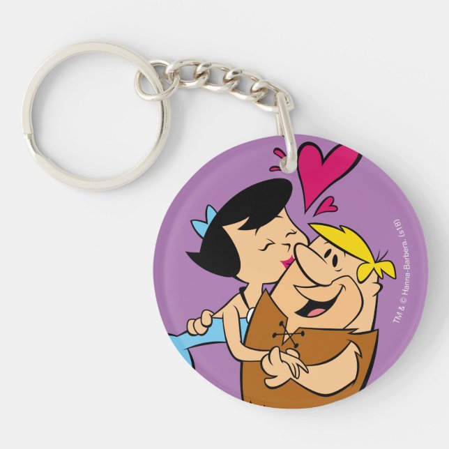 The Flintstones | Betty Kissing Barney Keychain (Front)