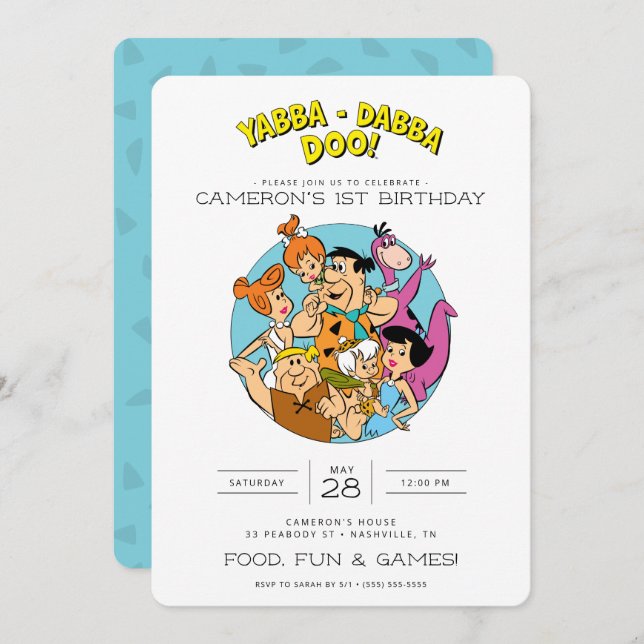 The Flintstones Birthday Invitation (Front/Back)