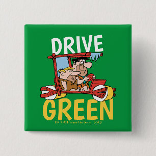 The Flintstones   Fred & Barney - Drive Green 2 Inch Square Button