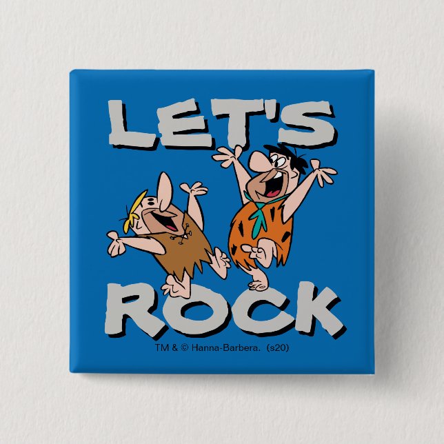 The Flintstones | Fred & Barney - Let's Rock 2 Inch Square Button (Front)