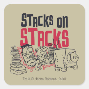 The Flintstones   Fred & Barney - Stacks on Stacks Square Sticker