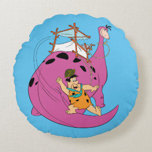 The Flintstones   Fred Sliding Down Tail Round Pillow