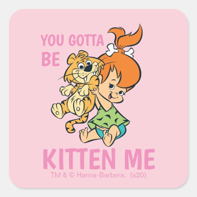 The Flintstones | Pebbles & Her Tiger Square Sticker (Front)
