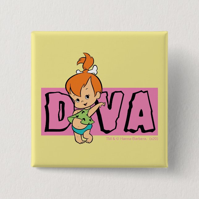 The Flintstones | Pebbles - Little Diva 2 Inch Square Button (Front)