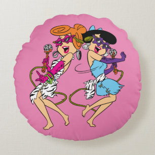 The Flintstones   Wilma & Betty Rock Stars Round Pillow