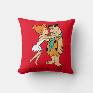 The Flintstones   Wilma Kissing Fred Throw Pillow