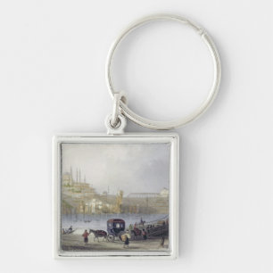 The Floating Bridge, Istanbul, engraved by J.C. Be Keychain